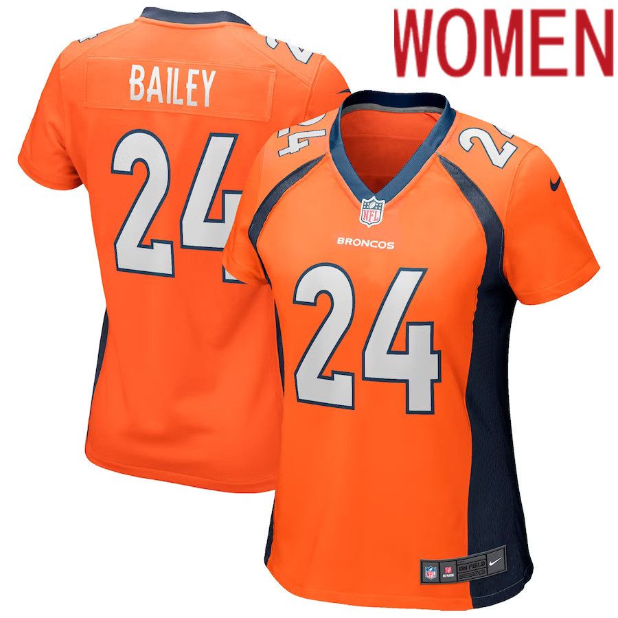 Women Denver Broncos #24 Champ Bailey Nike Orange Game Retired Player NFL Jersey->denver broncos->NFL Jersey